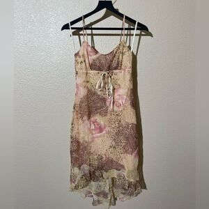 strapless open back dress Effie Pink Floral Mini Dress - US 12